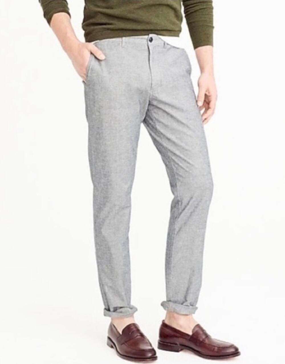 NWOT J.Crew 770 Straight-fit chino in stretch chambray in Concrete Gray sz 34x32